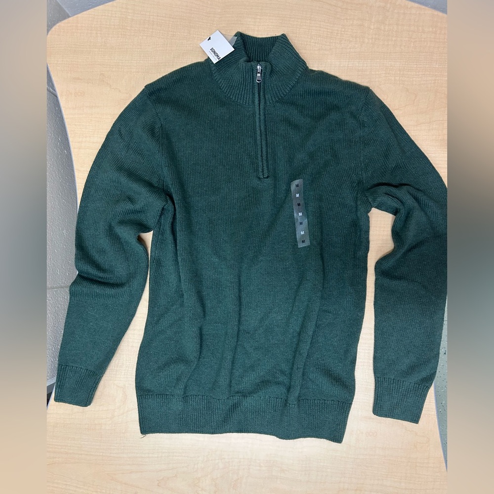 Sonoma Men's Forest Green Zip-Up Sweater